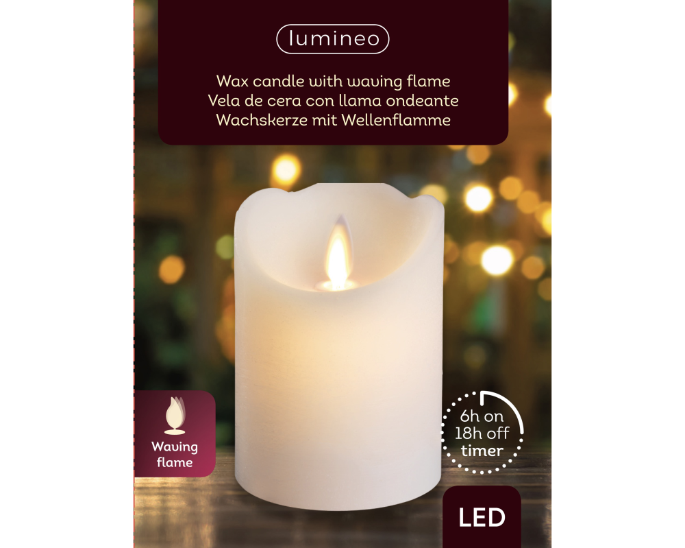 LED Wachsflackerkerze creme