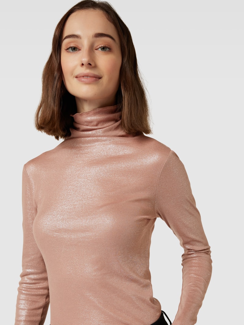 Rollkragenpullover mit Effektgarn in altrosa