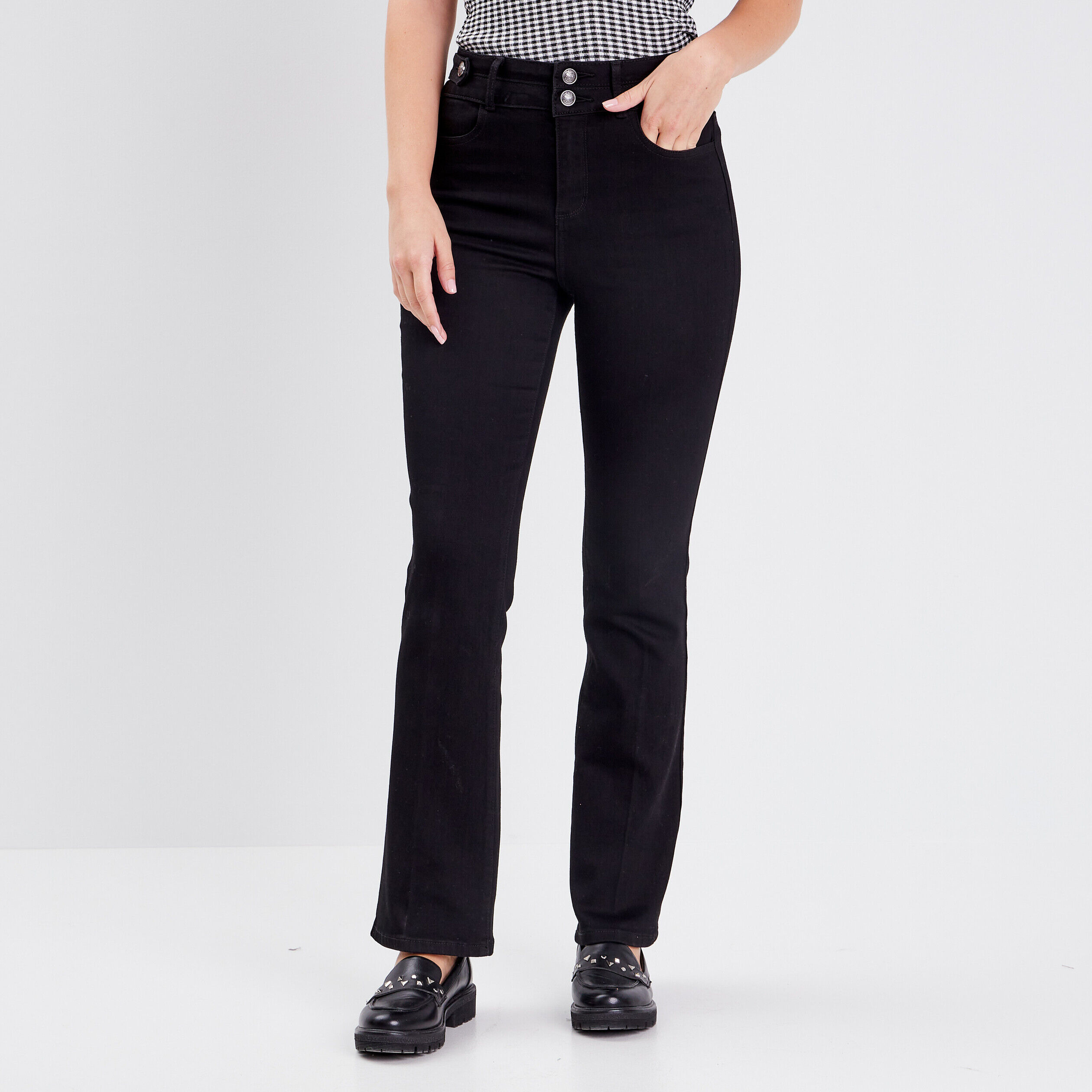 Jeans bootcut avec pattes denim noir femme | Cache Cache