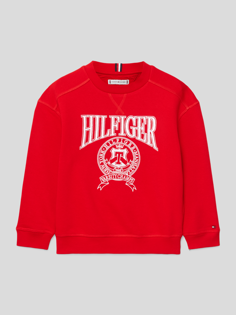 Sweatshirt mit Label-Stitching in rot