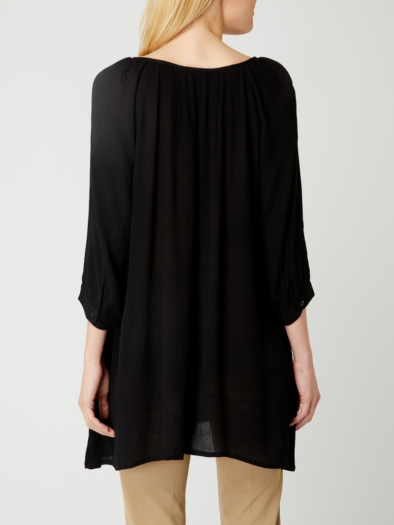 Blusenshirt aus Viskose in Crinkle-Optik in schwarz