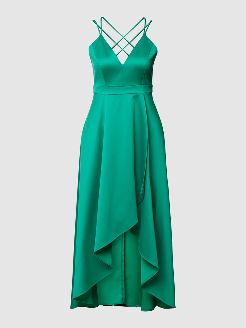 Abendkleid in Wickel-Optik in grasgrün