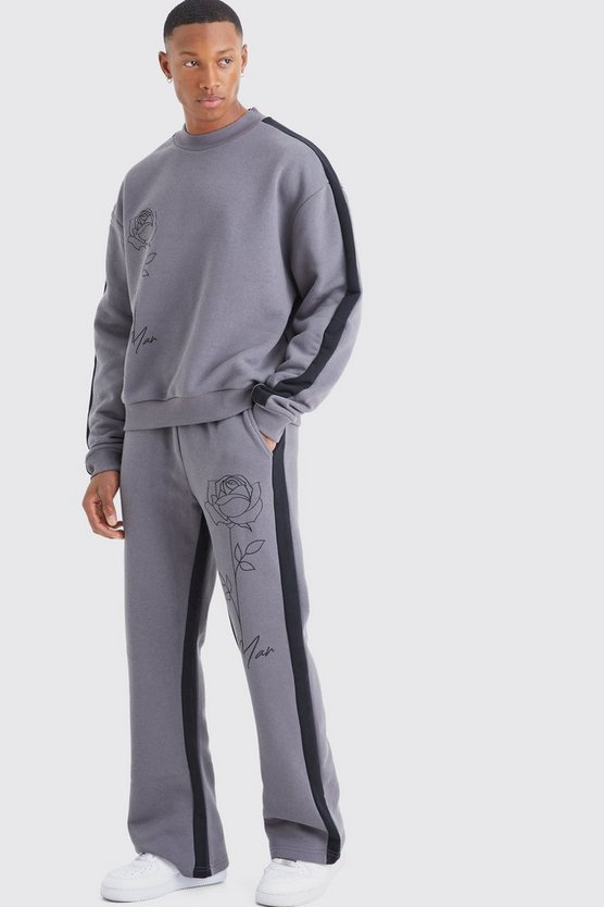 Sweatshirt-Trainingsanzug mit Man Rosen-Print