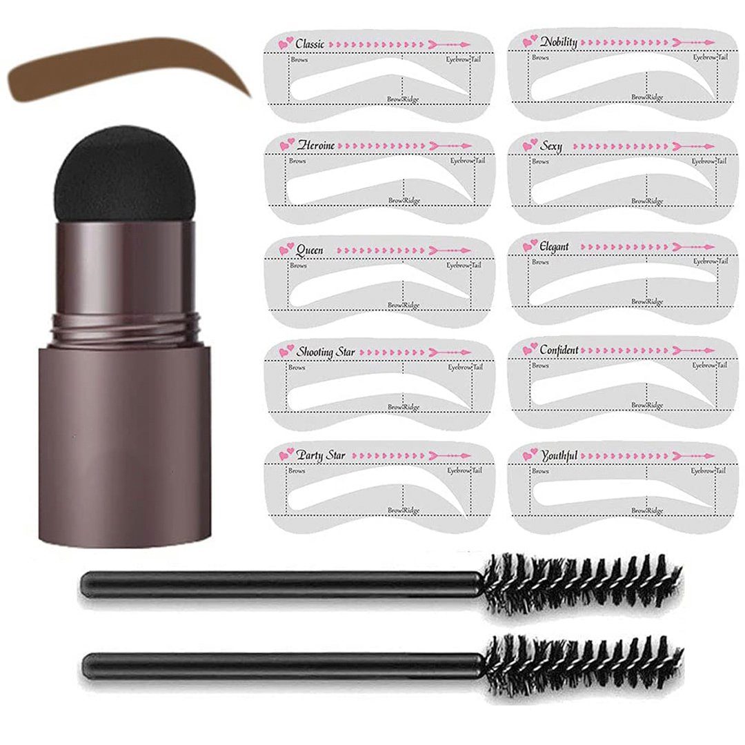 SOTOR Augenbrauenfarbe Brauenstempel,wiederverwendbares Make-up-Brauenpuder-Schablonenset, 1-tlg., für Frauen, Augenbrauen, wasserfestes Make-up-Kosmetik-Set, mittelbraune Brauenstempel