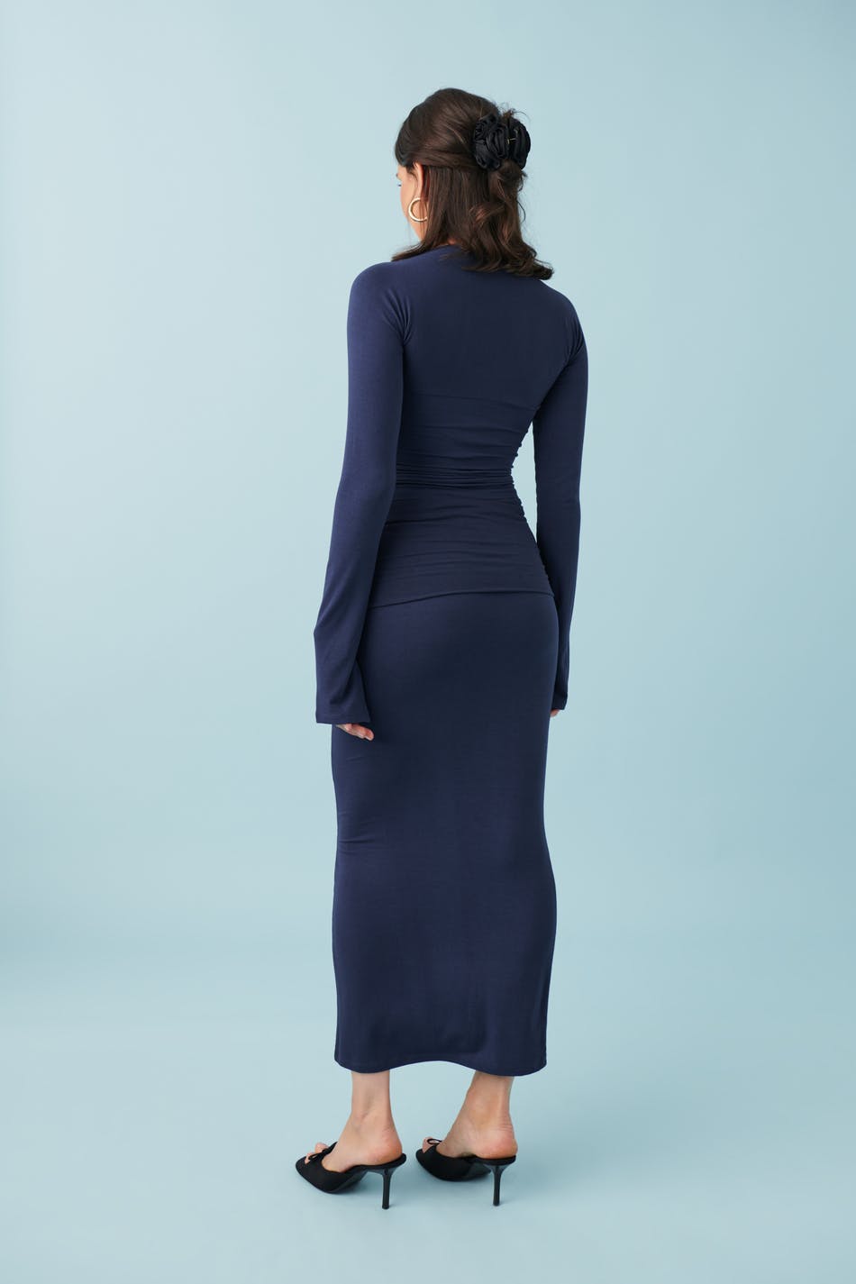 Soft touch folded maxi skirt