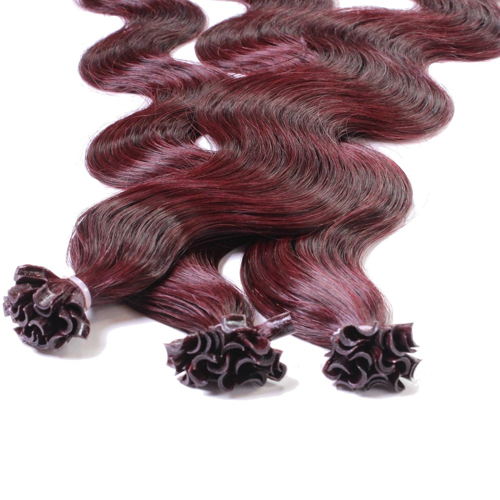 hair2heart Extensions à chaud bonding cheveux naturels #99j Bourgogne 1g extensions