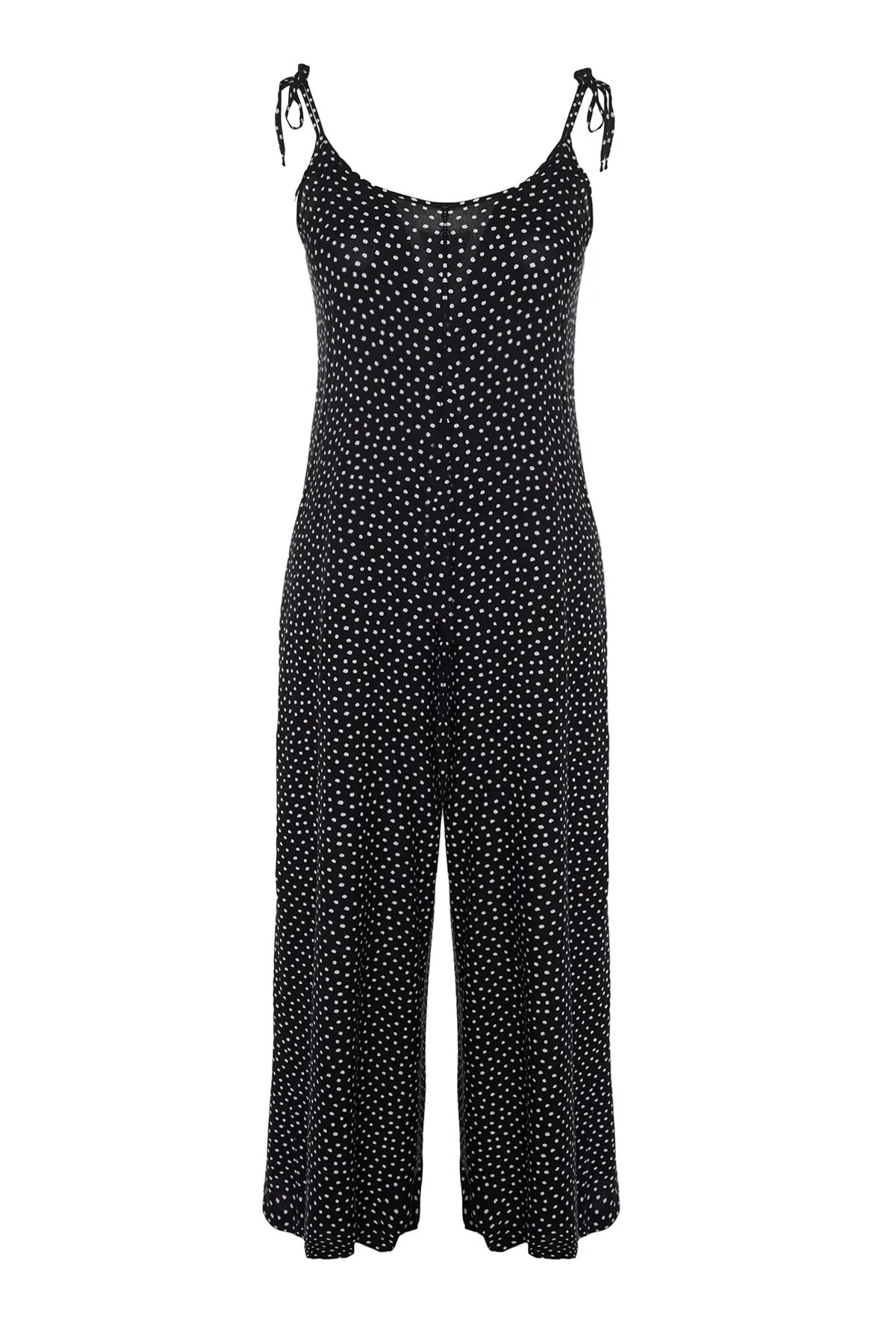 Trendyol Curve  Schwarzer, gewebter Overall mit Blumenmuster TBBSS23BG00002