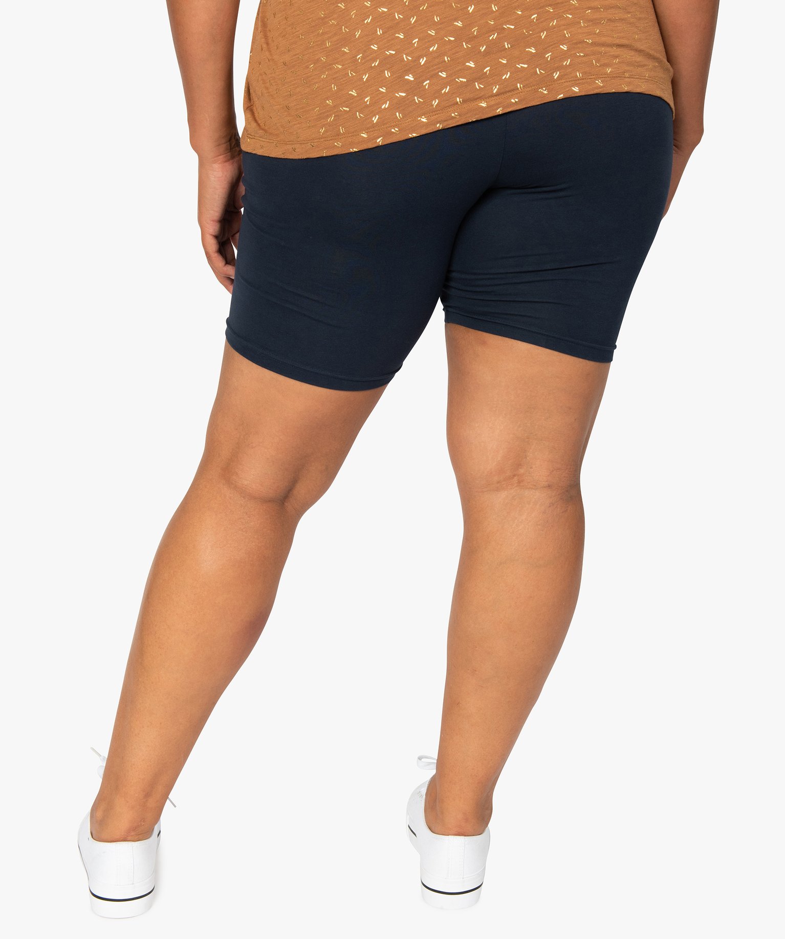Short femme grande taille en maille à taille élastiquée marine | GEMO