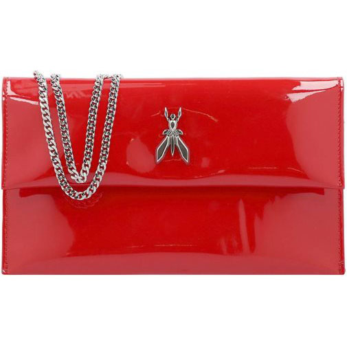 Patrizia Pepe Fly Glossy Clutch Tasche Leder 28 cm