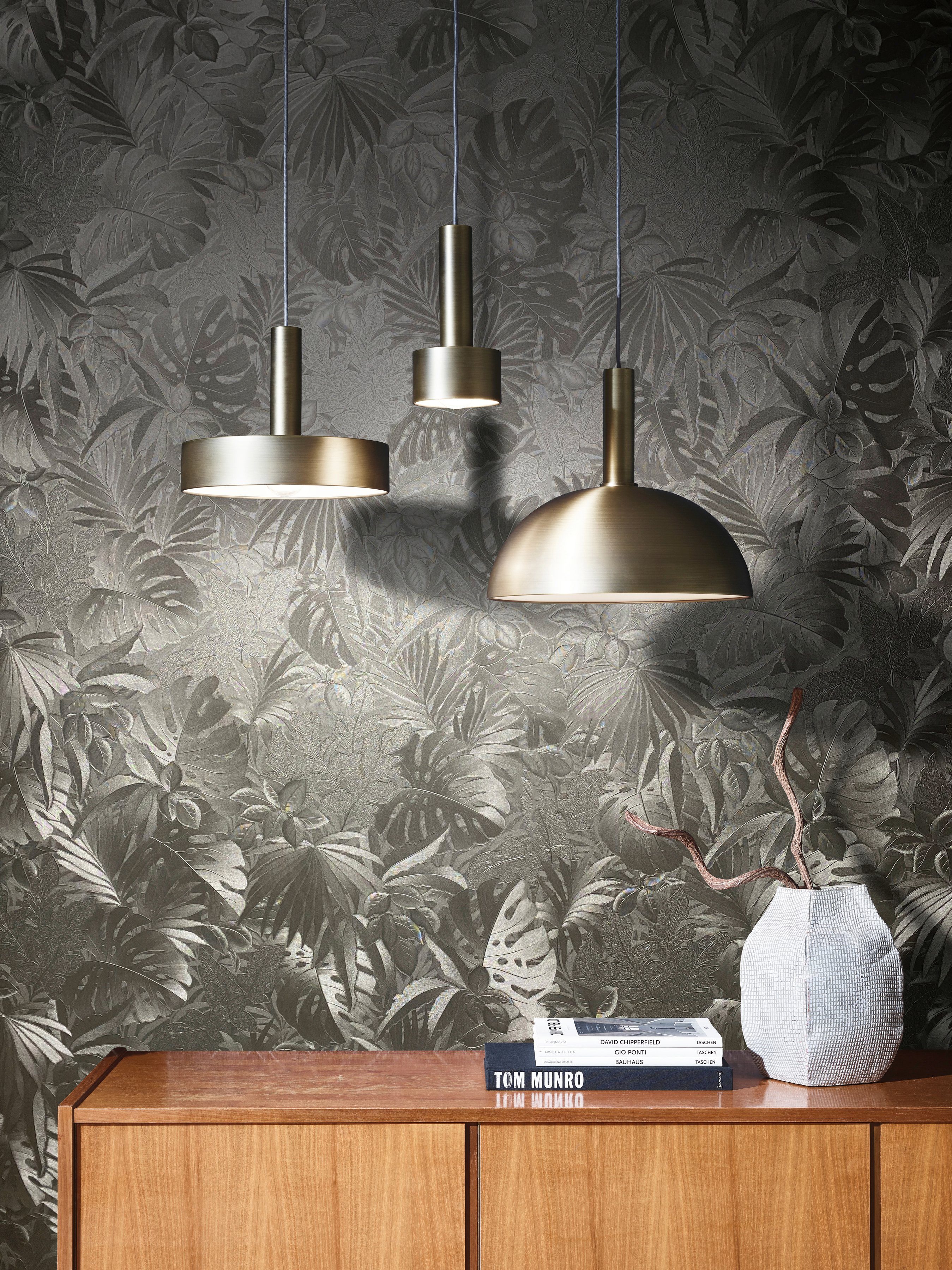 Marburg Vliestapete, floral, metallic, schimmernd, (1 St), Blattmuster, gut lichtbeständig, hochwaschbeständig