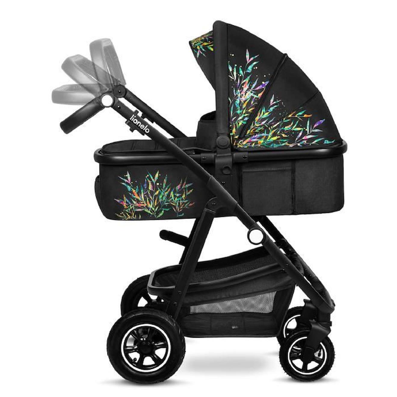 LIONELO Pack duo Poussette 2en1 bébé Amber avec nacelle sac et accessoires