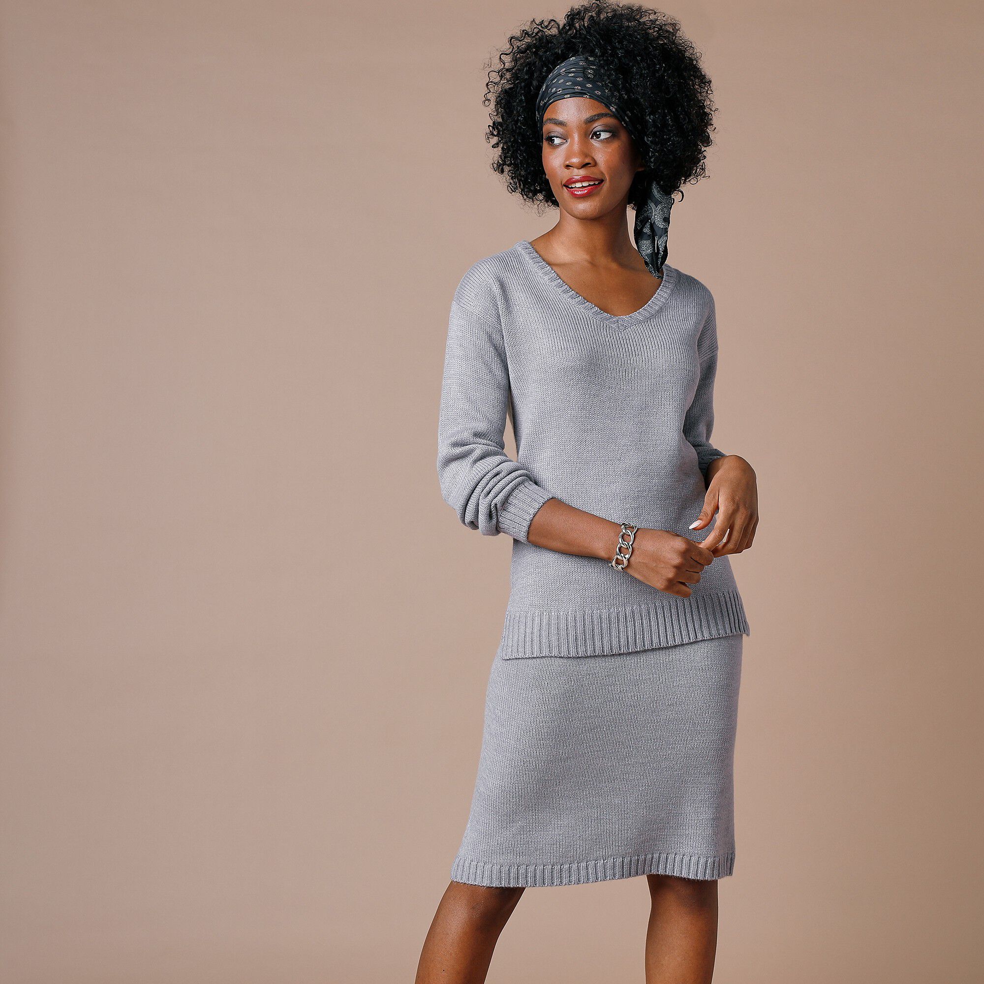Jupe droite en tricot unie