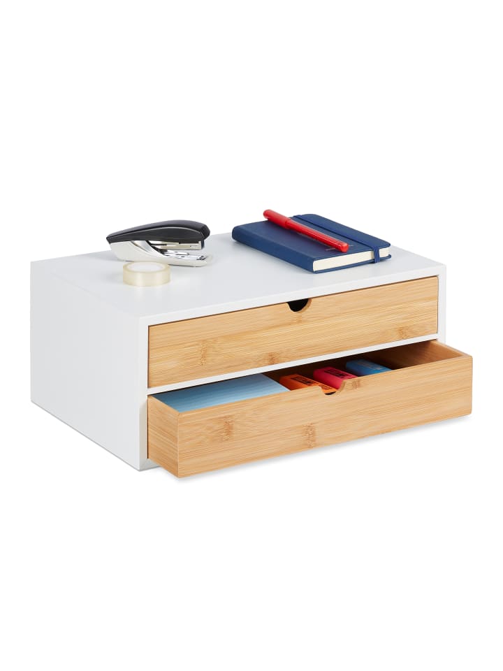 relaxdays Schubladenbox in Weiß/ Natur günstig kaufen onesize