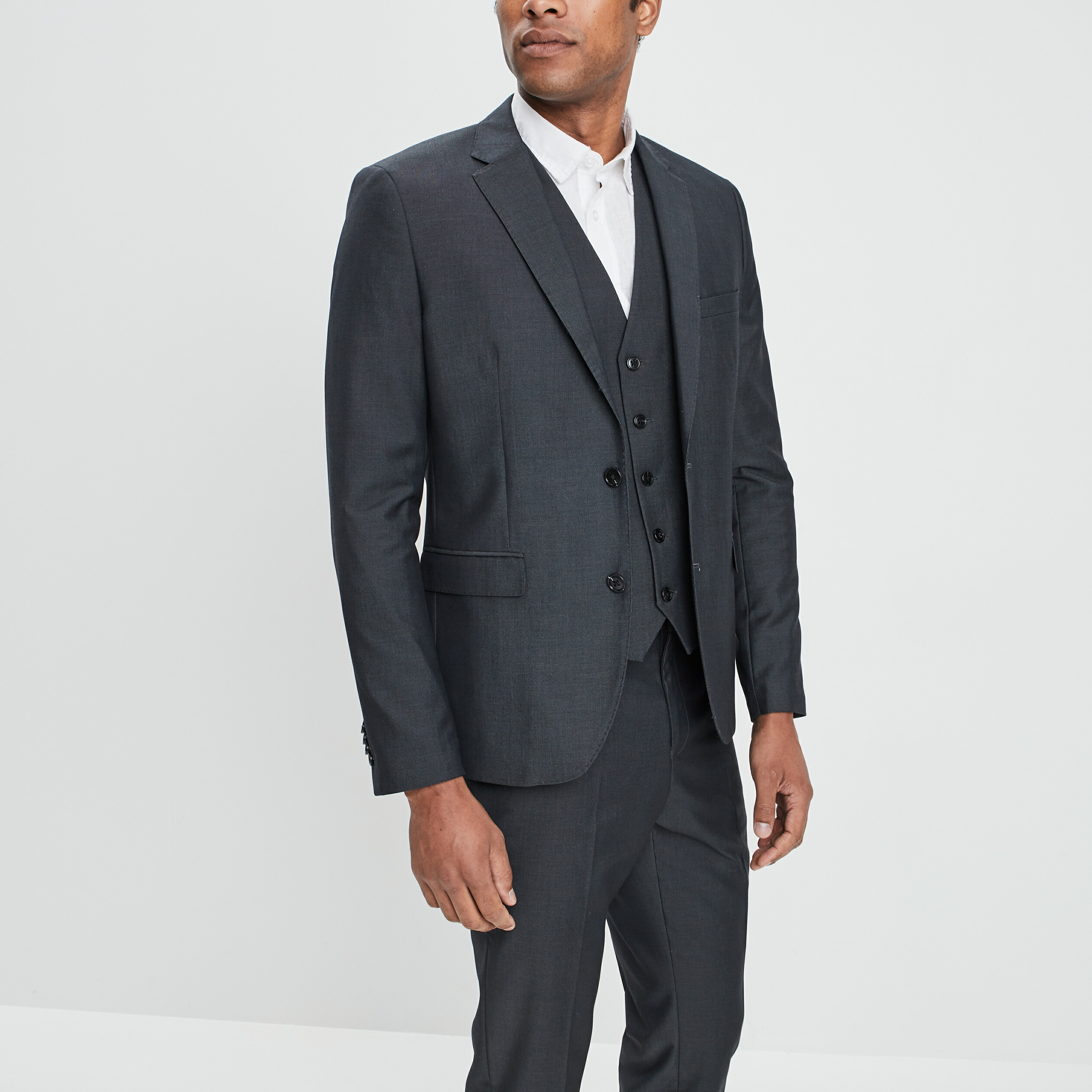 Veste ajustée boutonnée gris foncé homme | La Halle