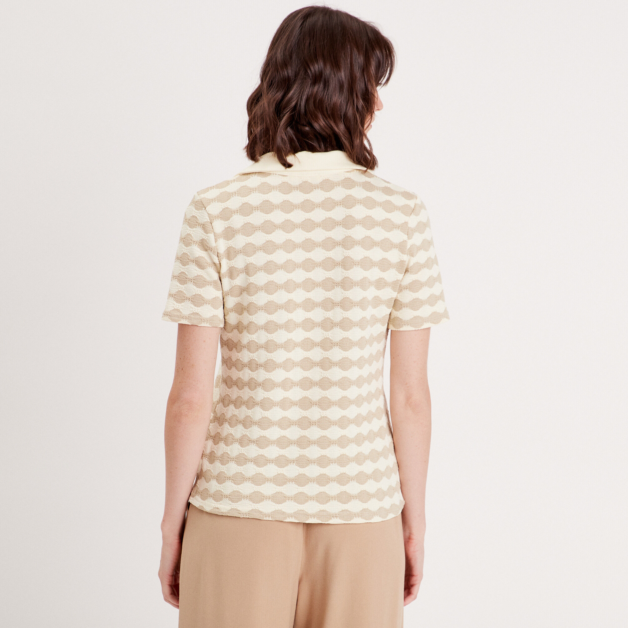 Polo manches courtes ecru femme | Cache Cache