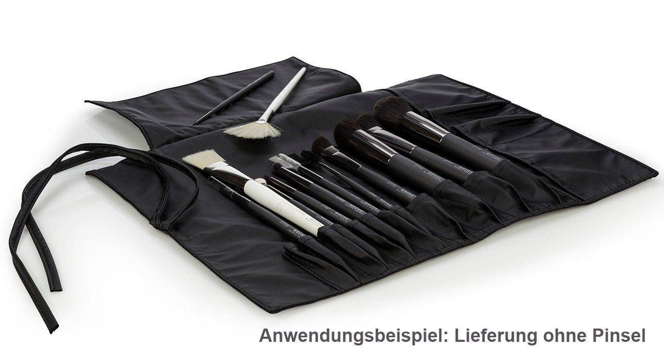 Kosmetex Kosmetikkoffer Leeres Wickeletui für Kosmetikpinsel, Pinseletui Pinseltasche schwarz, weiche Rollentasche