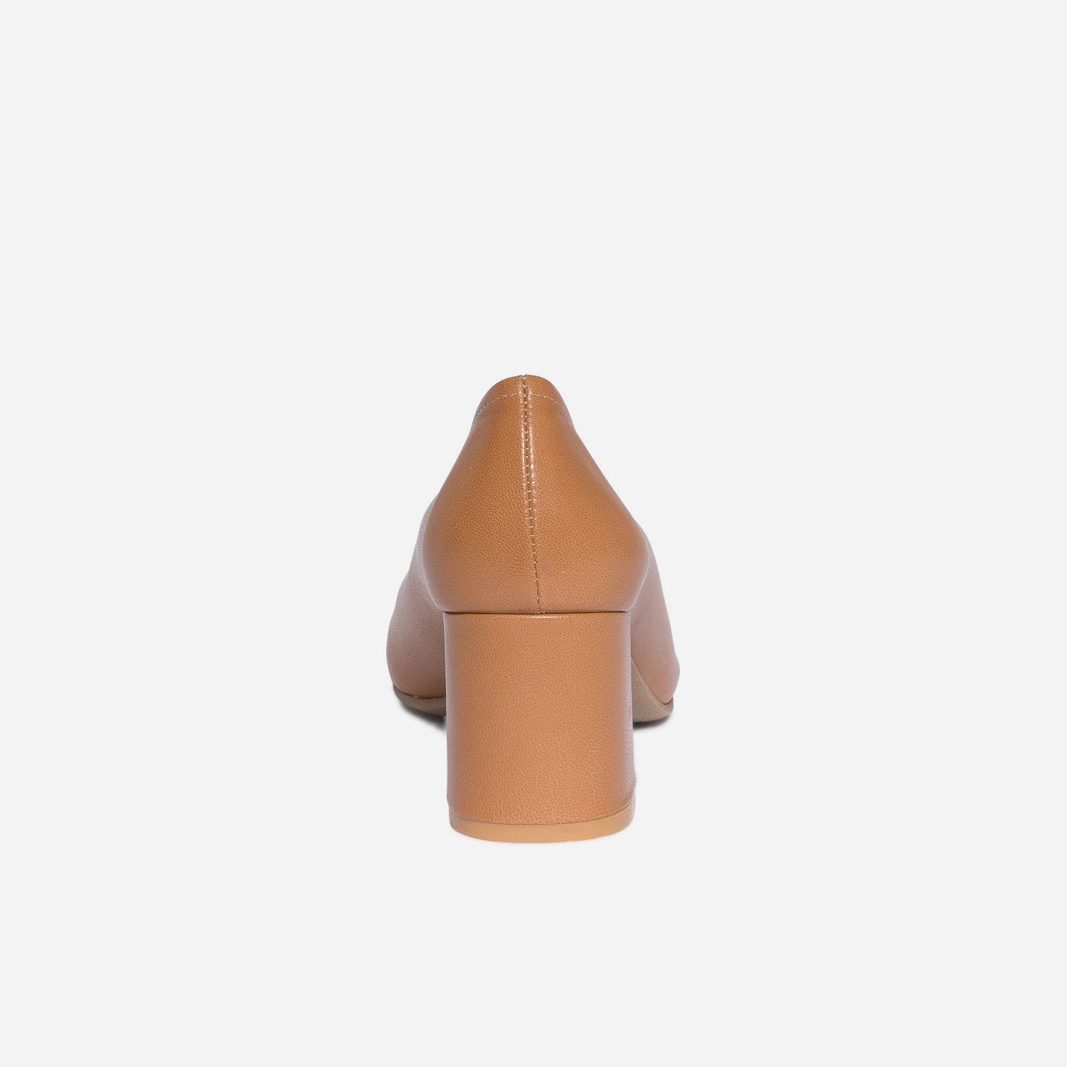 Escarpin camel en cuir à décolleté couvrant