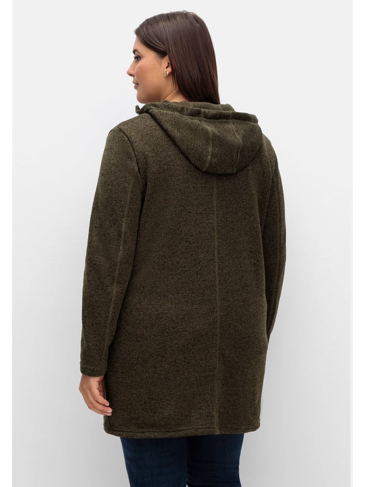 sheego Fleecejacke in dunkeloliv meliert günstig kaufen