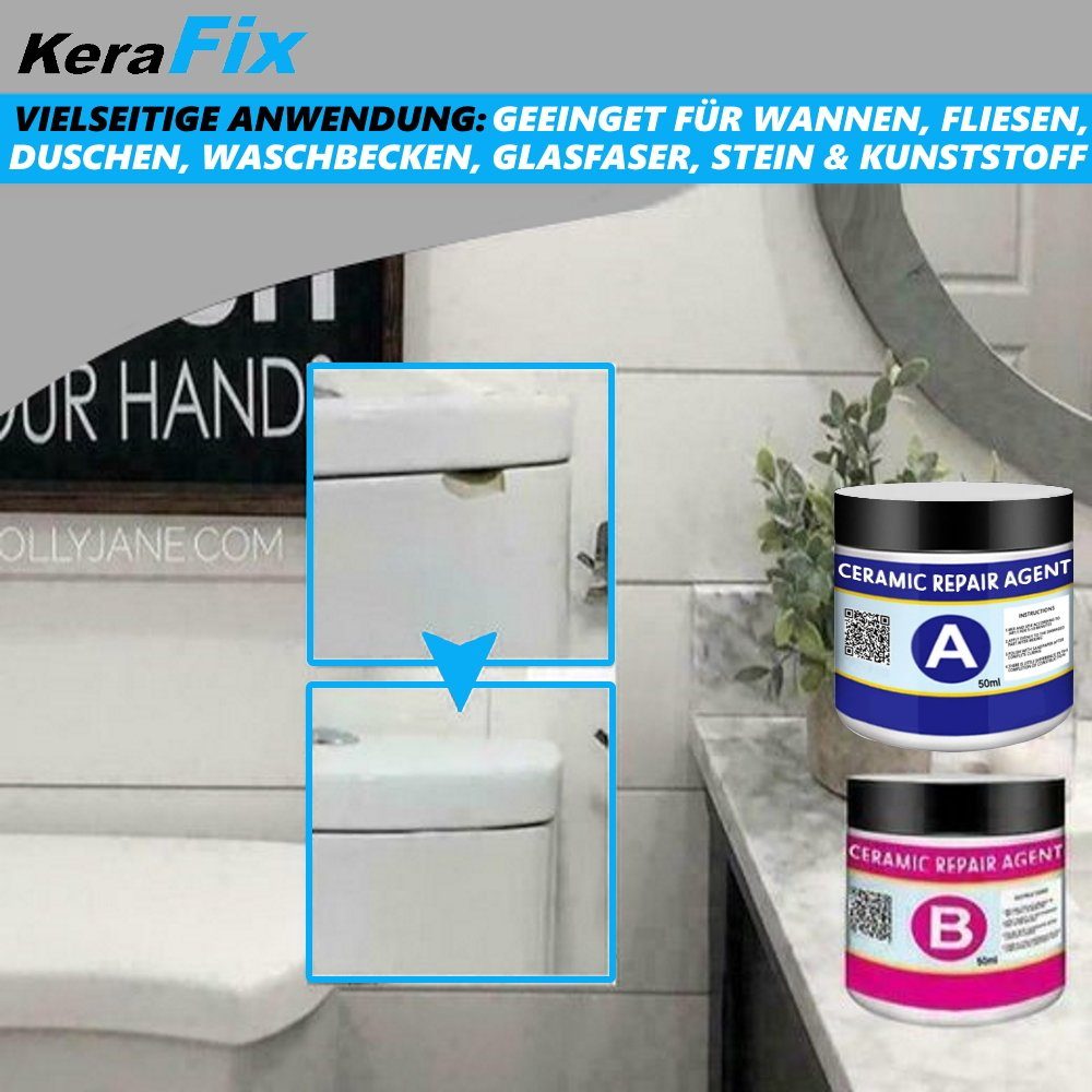 MAVURA Reparaturmasse KeraFix Keramikreparaturpaste Porzellan Reparaturmasse Keramik, (Fliesenreparatur Keramikpaste), Fliesenreparaturmittel Fliesen Reparatur Paste weiß