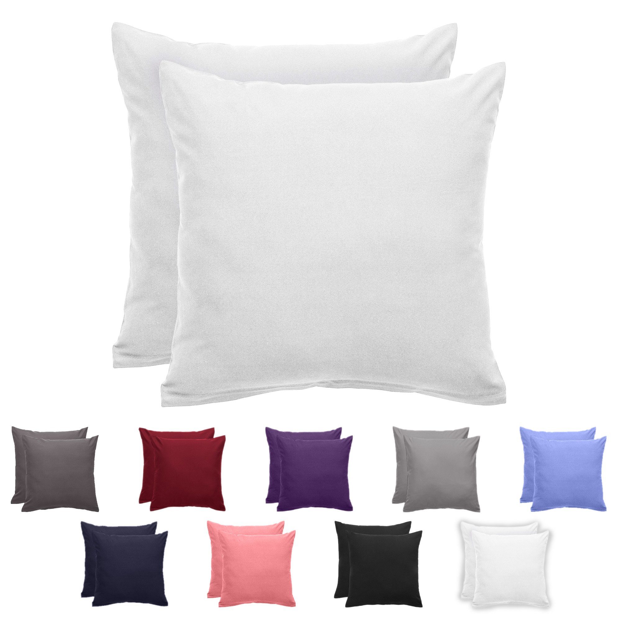 Kissenbezug Premium Kopfkissenbezug, gebürstet 100% Mikrofaser 120g/m², Komfortec (2 Stück), 40x40 cm mit Reißverschluss, Superweiches Kissenhülle Set