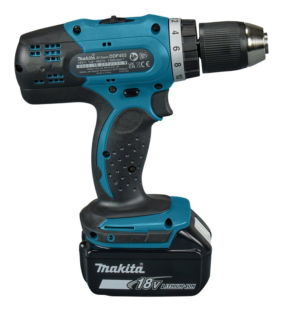 Makita Akku-Bohrschrauber, 18 V, DDF453SYE LXT 18V, 2 x 1,5 Ah Li-Ion + Lader im Koffer