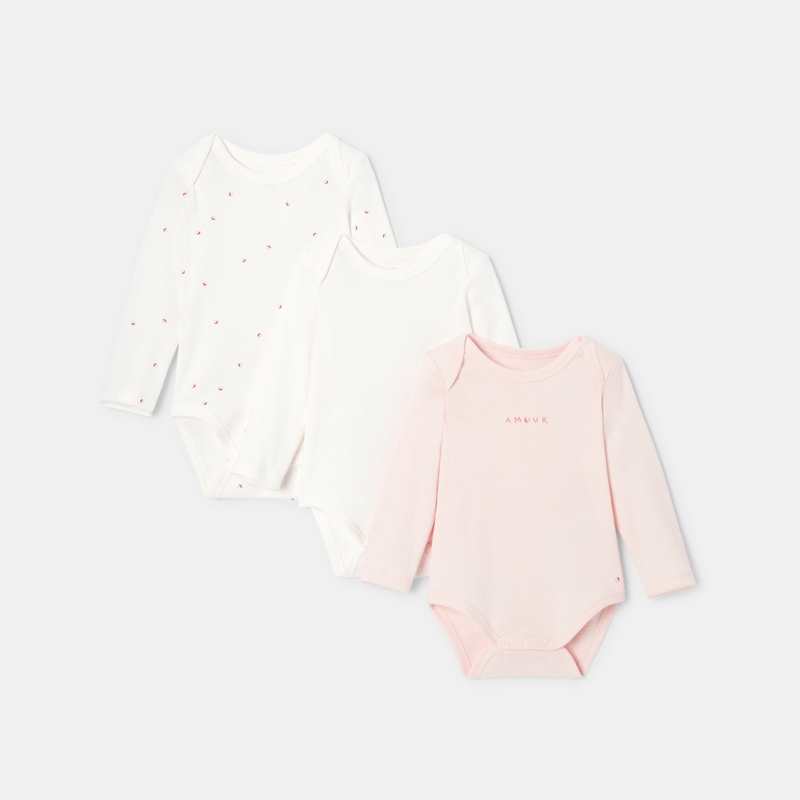 Lot de 3 bodies manches longues en coton bio rose mixte Absorba