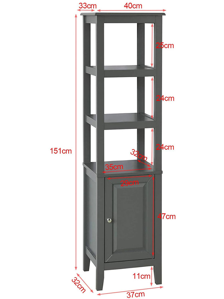 SoBuy Badezimmer-Hochschrank in Drunkelgrau - (B)40 x (H)150 x (T)33cm günstig kaufen onesize