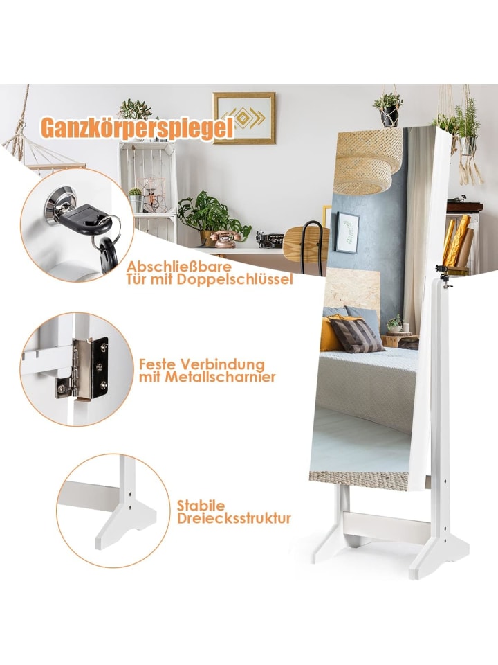 COSTWAY Standspiegel mit Schmuckschrank in Weiß günstig kaufen 41 cm