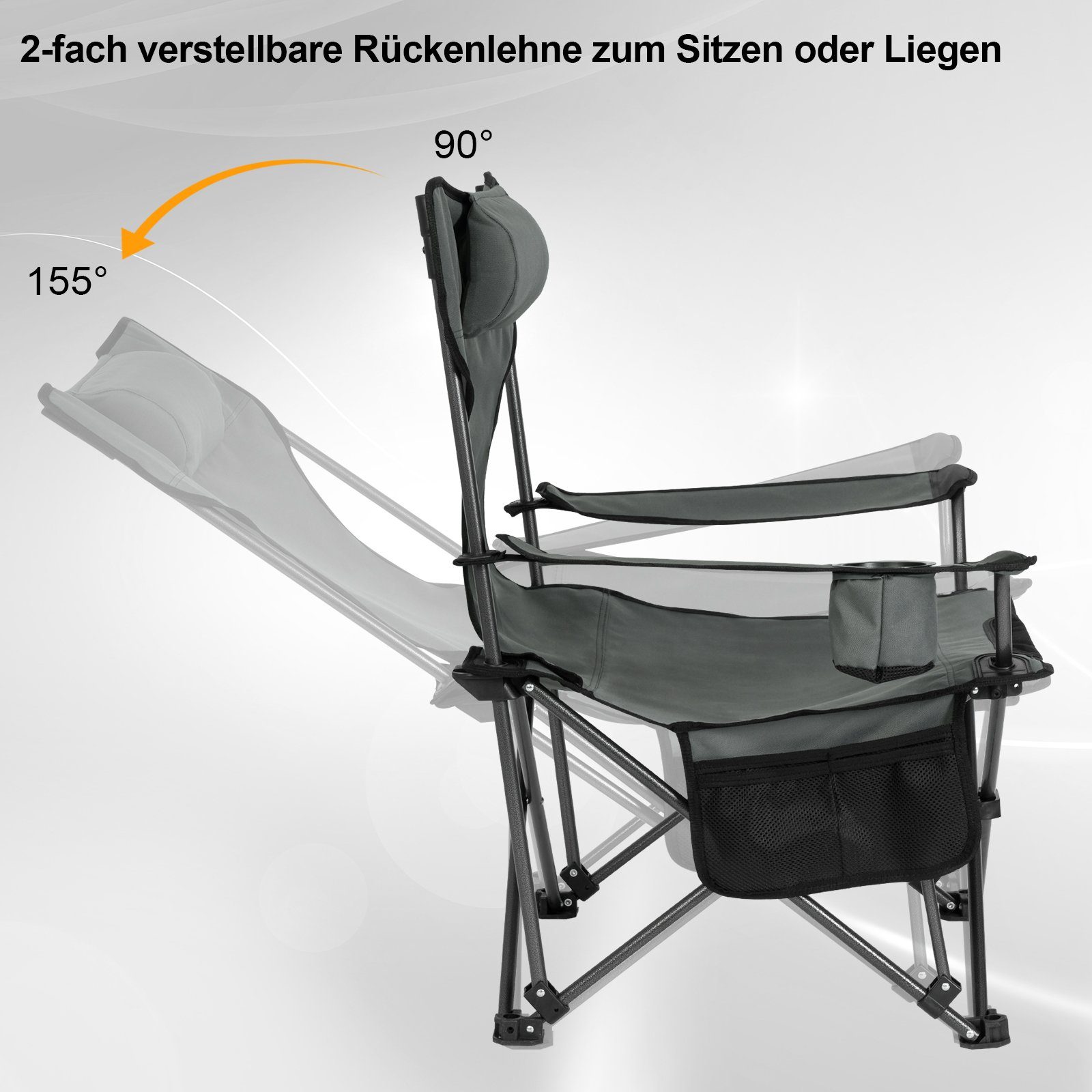 Woltu Campingstuhl (2 St), Klappbarer, leicht, mit Lehne Getränkehalter
