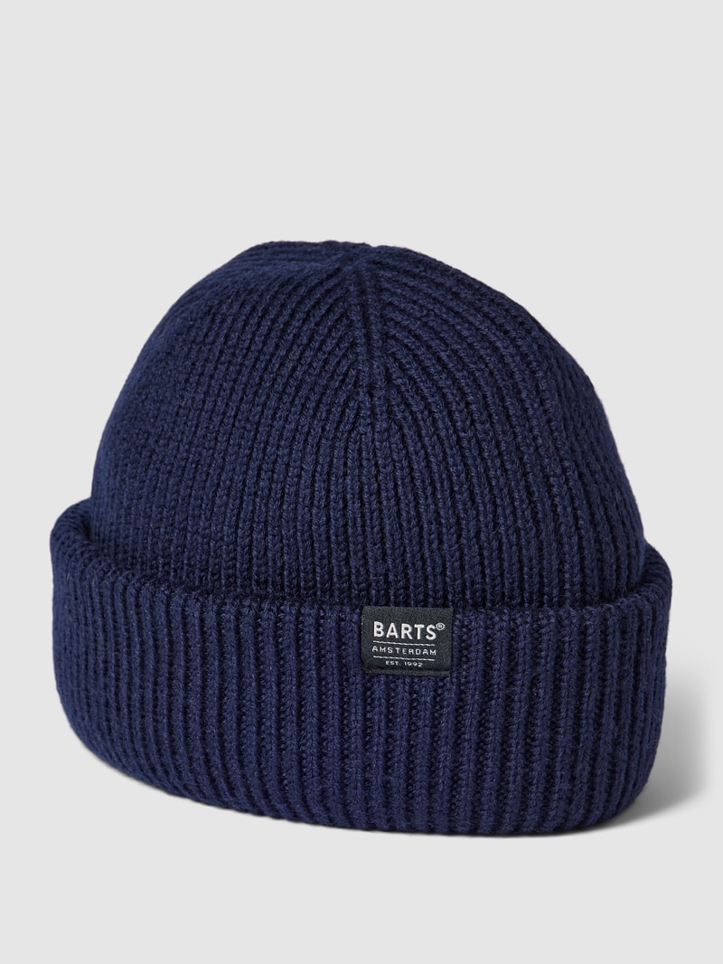 Mütze aus Wolle mit Logo-Applikation Modell 'FEODORE' in marineblau