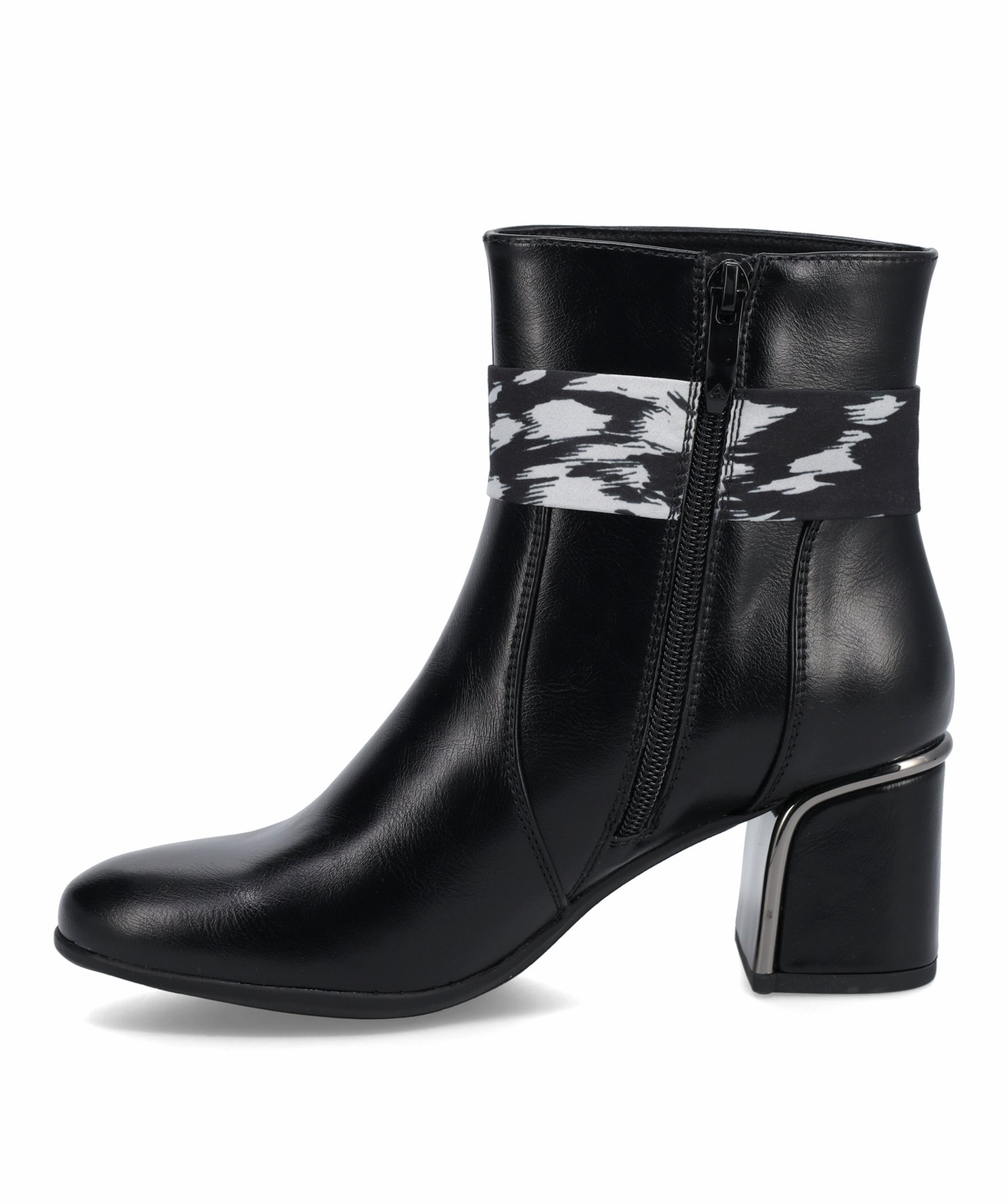 Boots femme unies à talon carré et bride foulard noir | GEMO