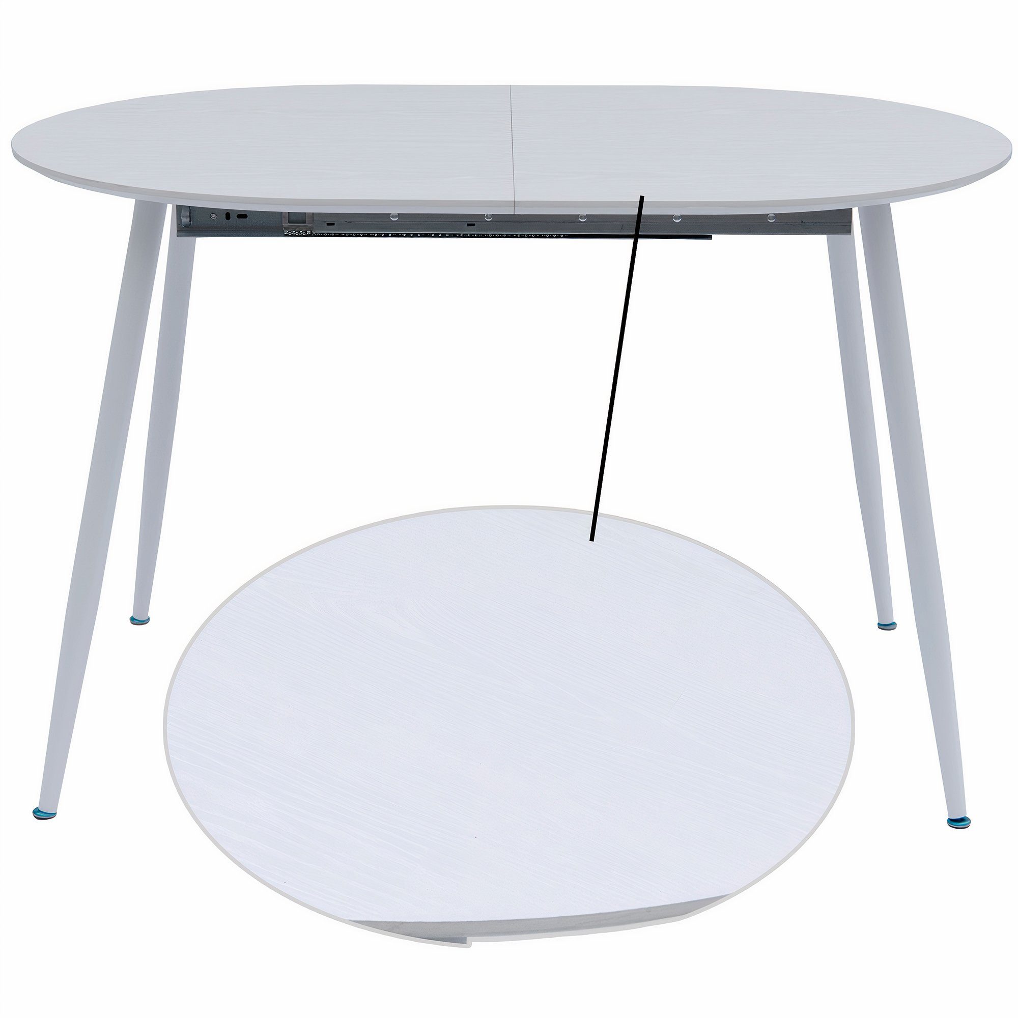 TRISENS Esstisch Rodrigo, Esstisch ausziehbar 120-150-180x80cm 4-10Pers. Ovaler Tisch Holz Optik
