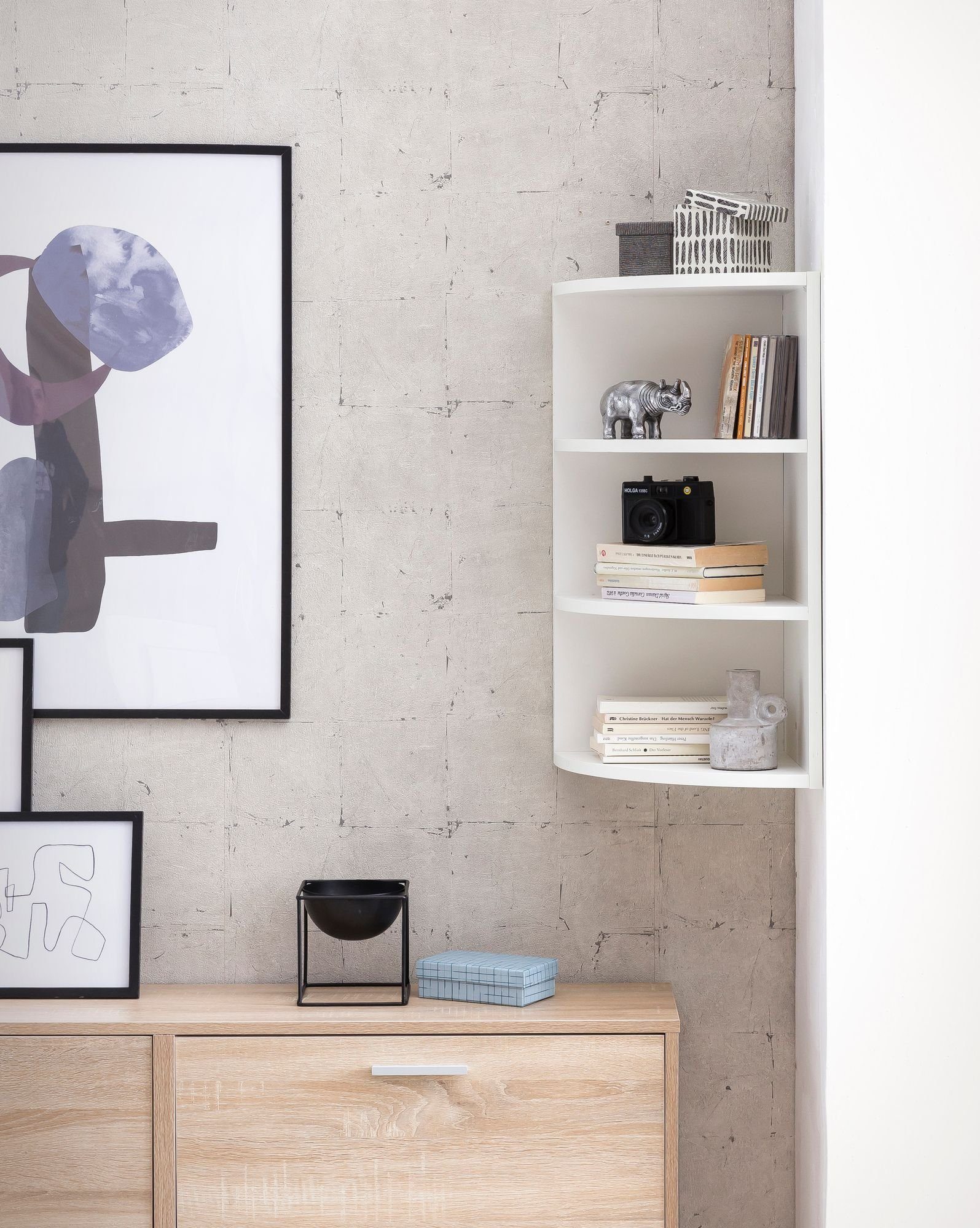 FINEBUY Eckregal SuVa14558_1, Weiß 30x60x30 cm, Wandregal Eck, Hängeregal Modern, Wandboard Freischwebend Dekoregal Bücherregal Wand