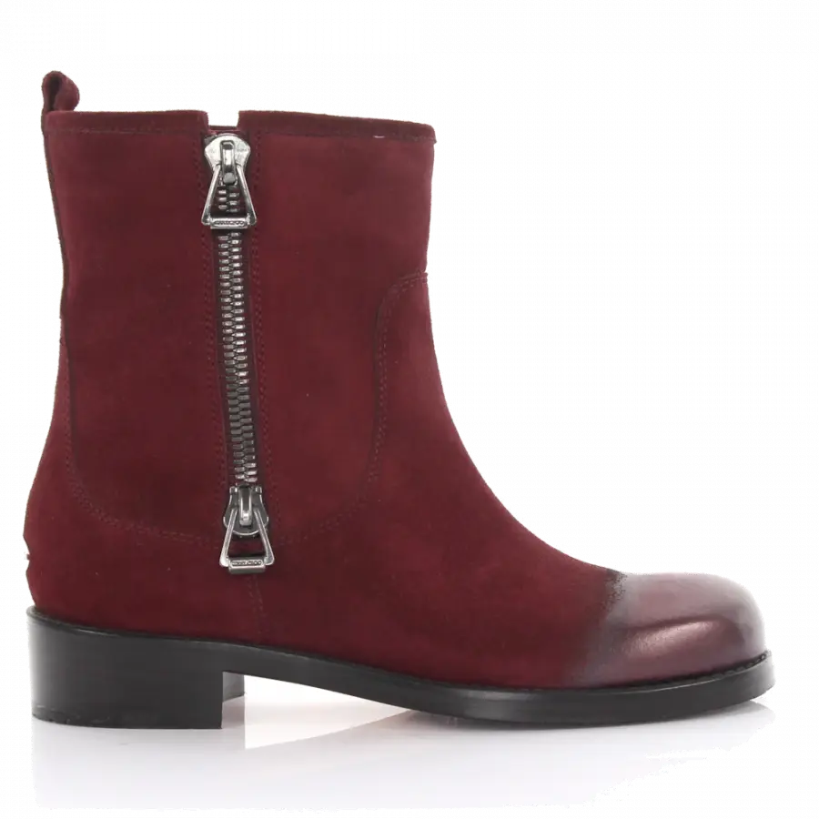 Jimmy Choo - Stiefel Kalbsleder Veloursleder Finished Logo Zierreißverschluss bordeaux - rot