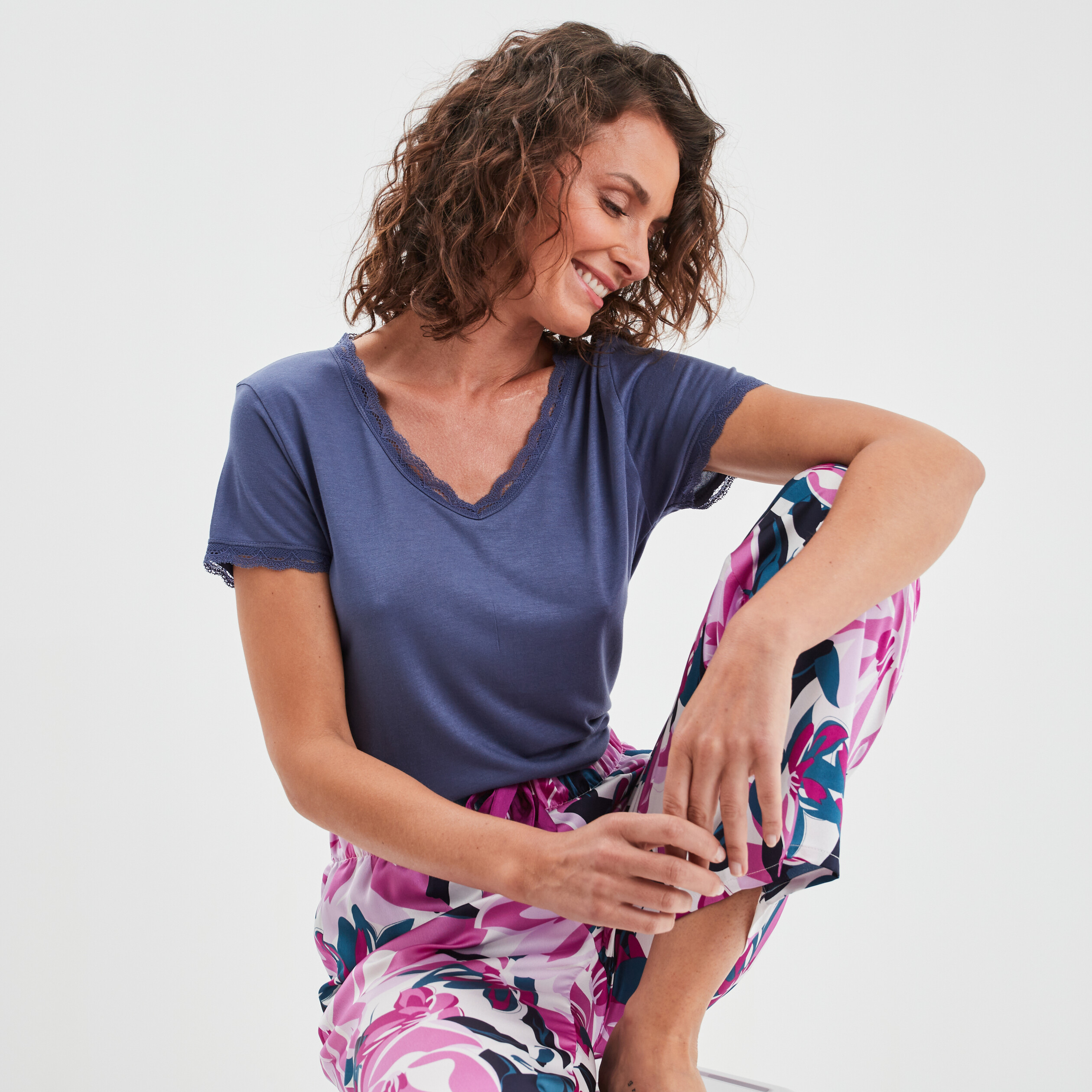 T-shirt de pyjama bleu foncé femme | La Halle