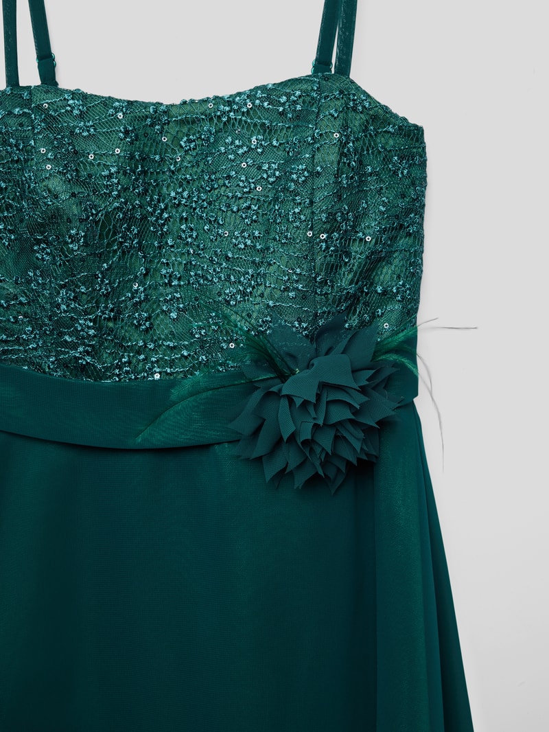 Kleid mit floralem Detail in dunkelgrün