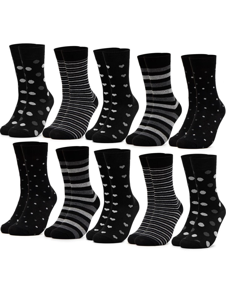 Occulto 10er Pack Muster Socken Rita in Schwarz günstig kaufen 35-38