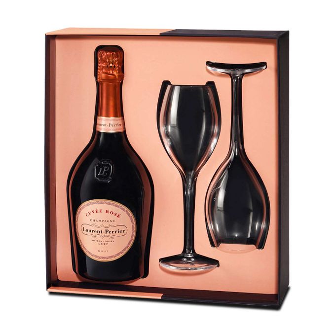 Champagner Set Cuvée Rosé 0,75L mit 2 Gläsern
