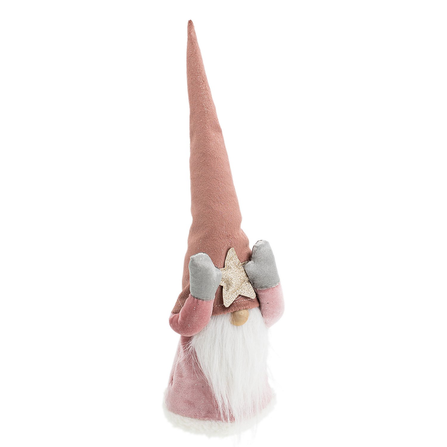 Wichtel aus Stoff, rosa/grau, 35 cm