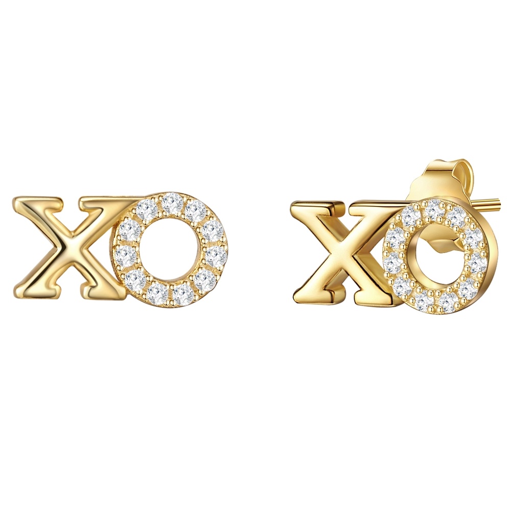 Glanzstücke München Puces d'oreilles en argent XO Argent sterling Oxyde de zirconium (CZ) en Or jaune Boucles d'oreilles