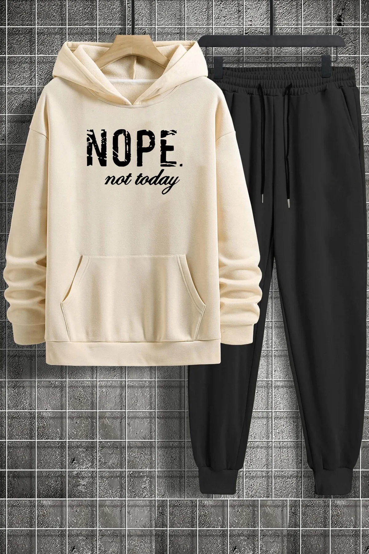uyguntarz  Bedrucktes Unisex-Trainingsanzug-Set „Nope“.