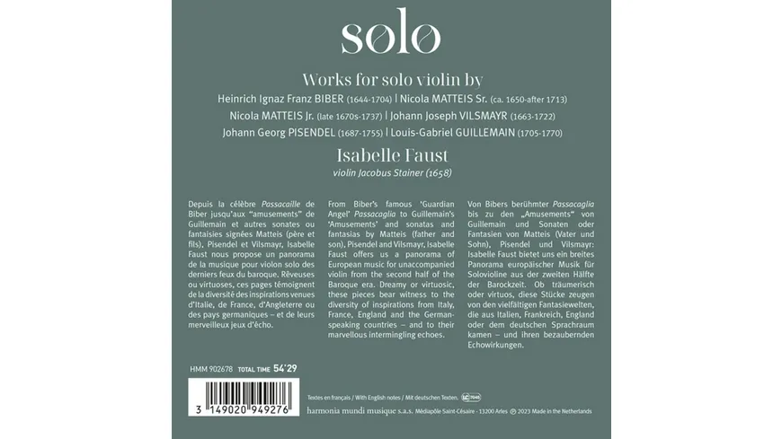 Solo (Baroque works for solo violin)