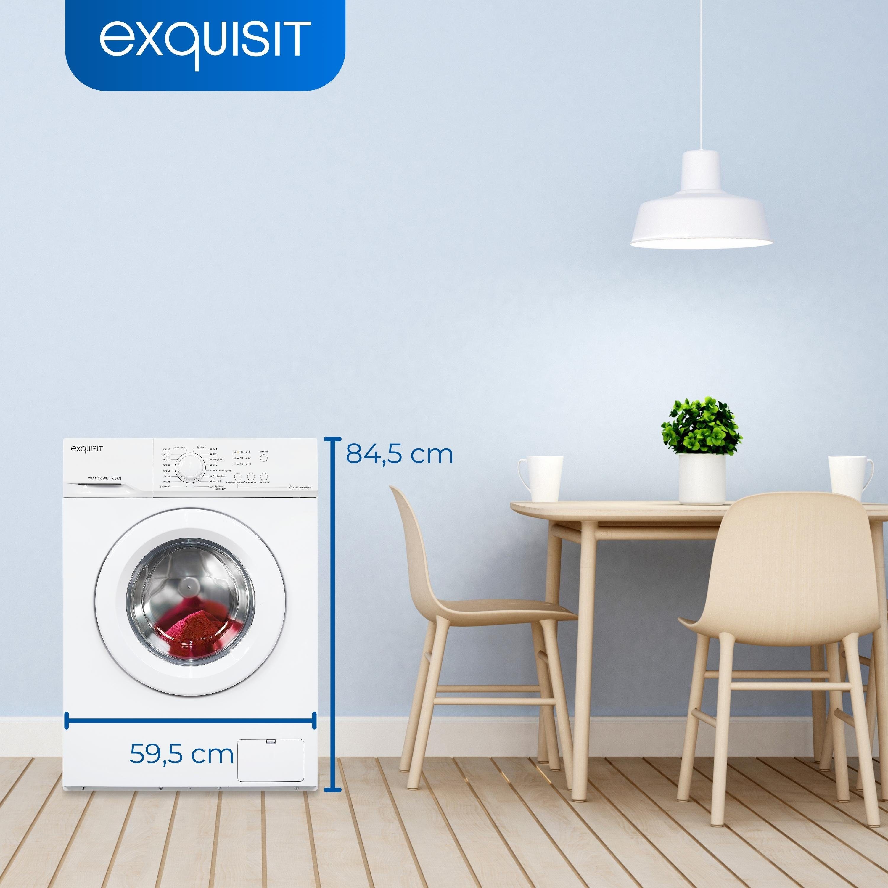 exquisit Waschmaschine WA6110-020E, 6 kg, 1000 U/min, Kindersicherung, Startzeitverzögerung