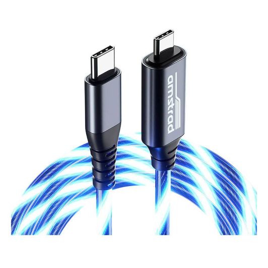 Cablu AMSTRAD USB-C/USB-C LED Albastru