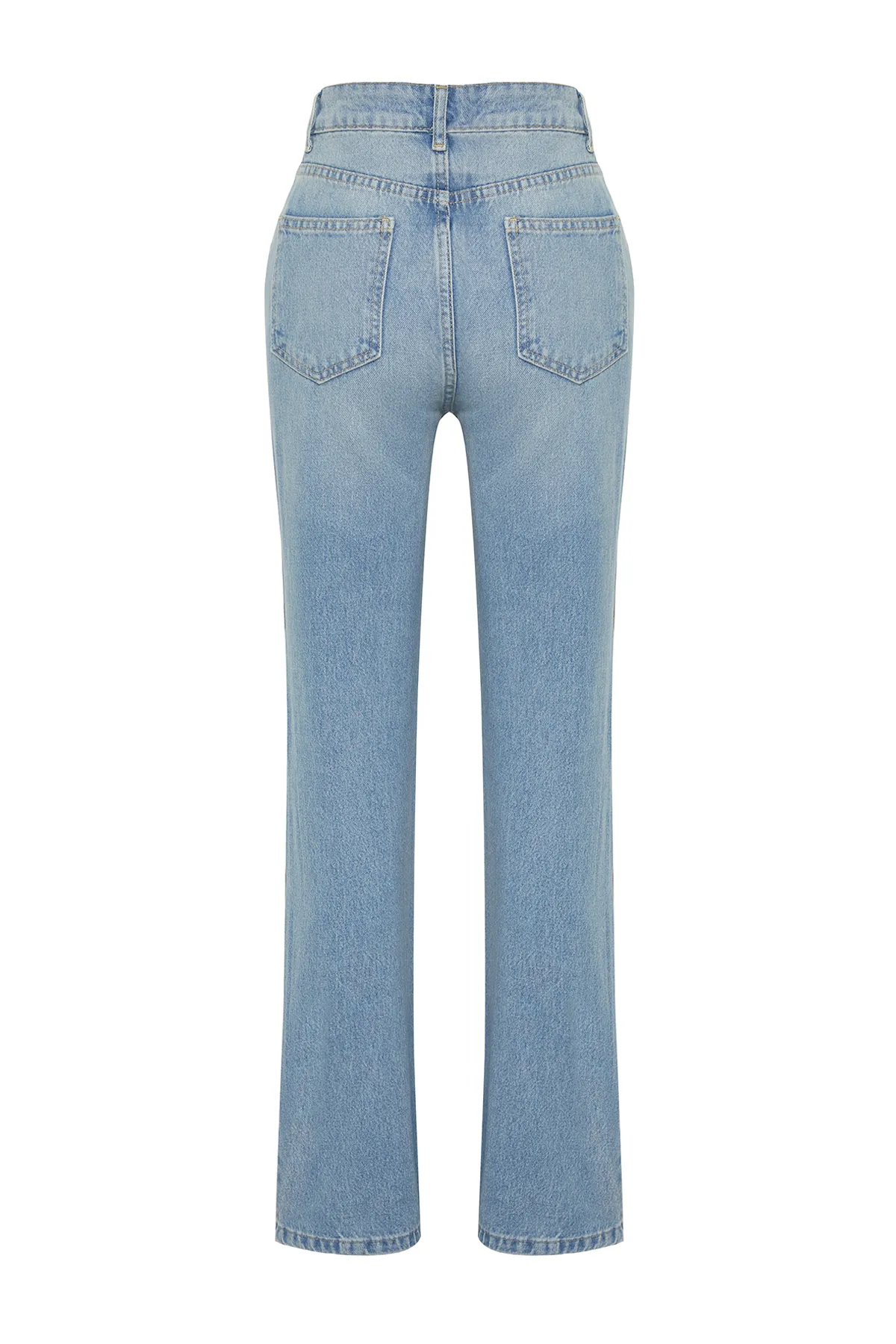 Trendyol Collection  Blaue zerrissene Jeans mit weitem Bein und hoher Taille TWOSS24JE00015