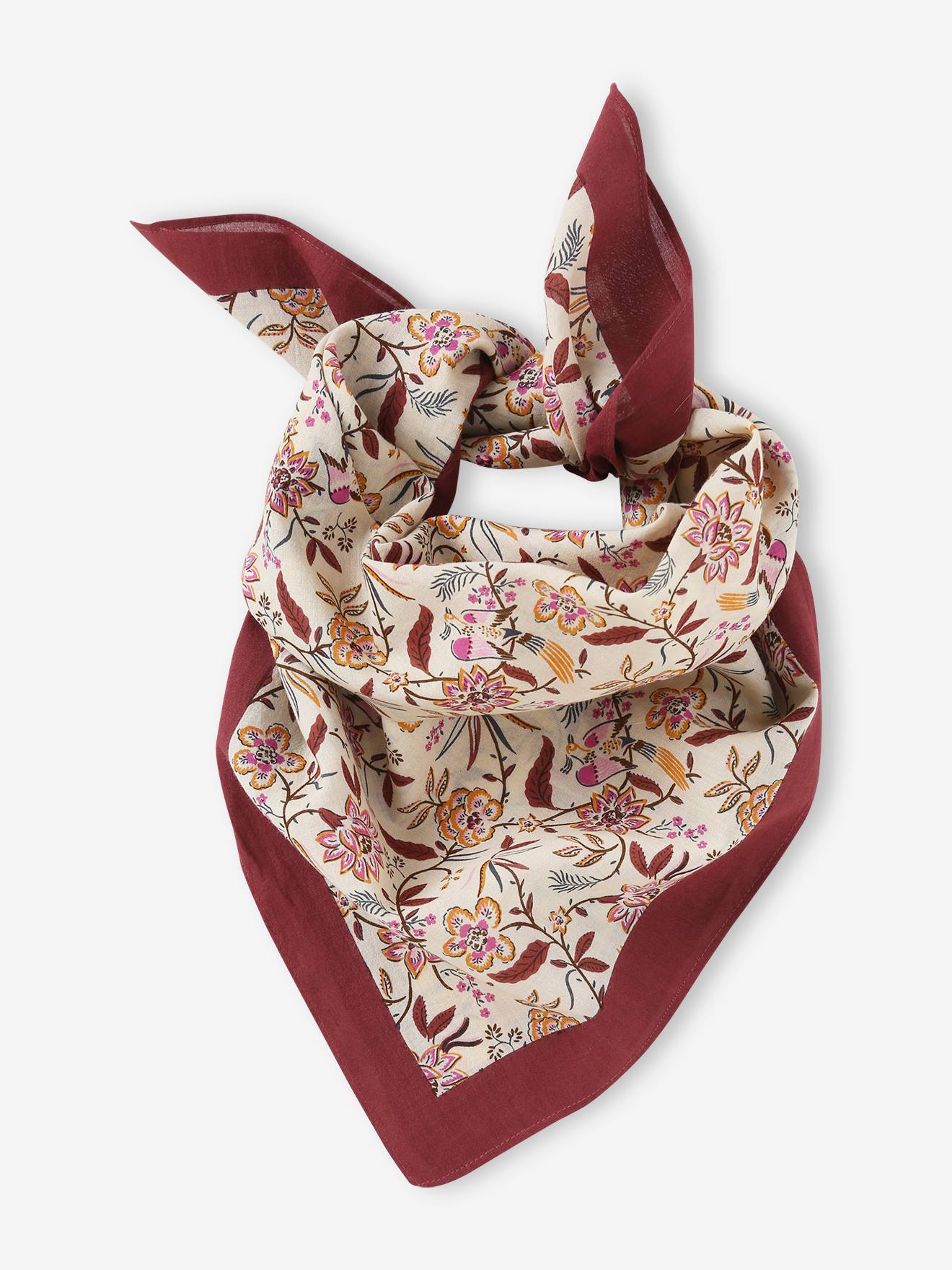 Foulard fleuri personnalisable fille mauve