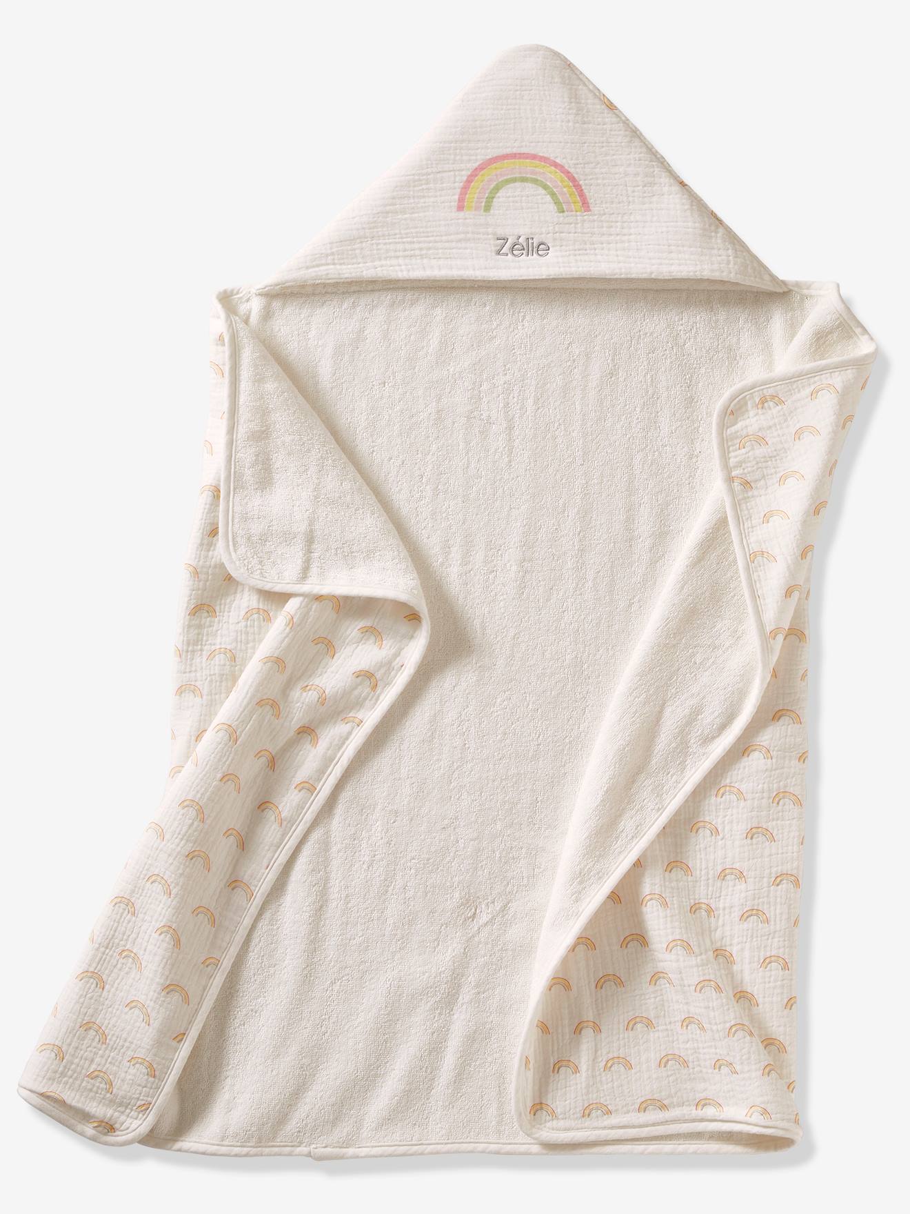 Cape de bain Rainbow personnalisable blanc imprimé
