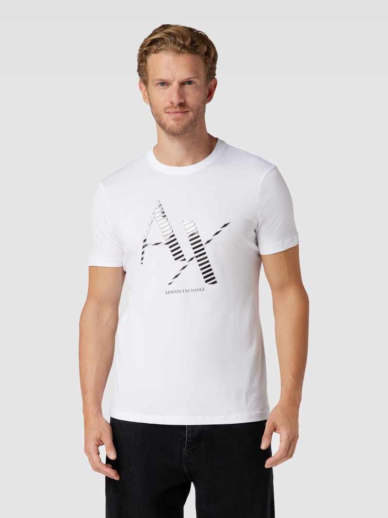 T-Shirt mit Label-Print und Rundhalsausschnitt in weiß