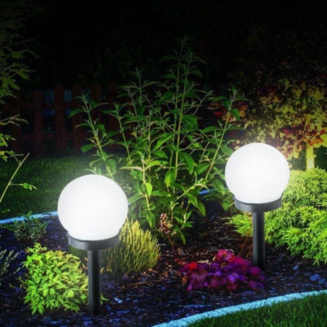 iscooter LED Solarleuchte LED Kugelerdspiess, Solarlampe für Garten Außen LED Kugel mit Erdspieß, LED fest integriert, Tageslichtweiß, Gartenleuchte, Gartenstrahler