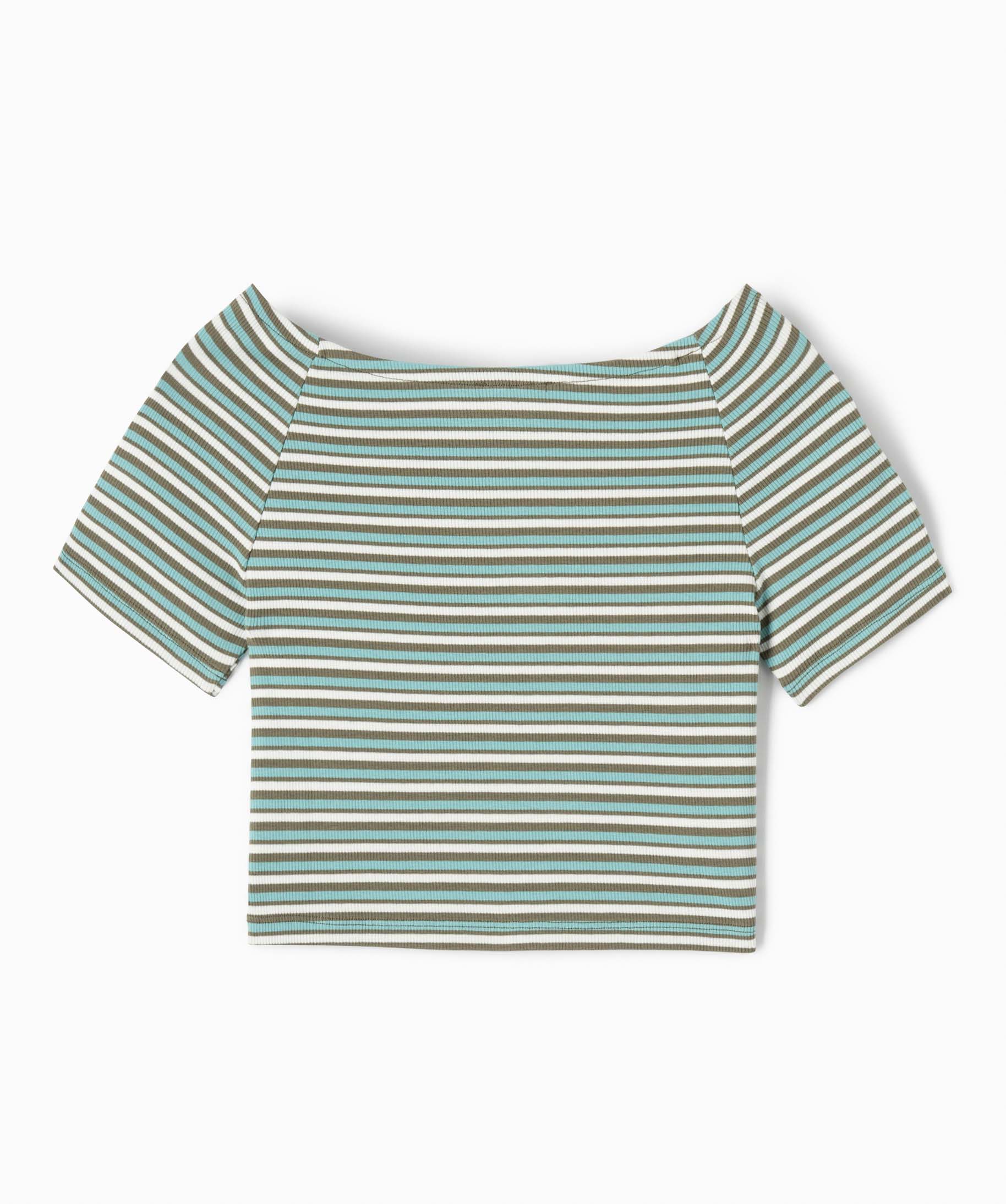 Tee-shirt fille court à col bardot raye | GEMO